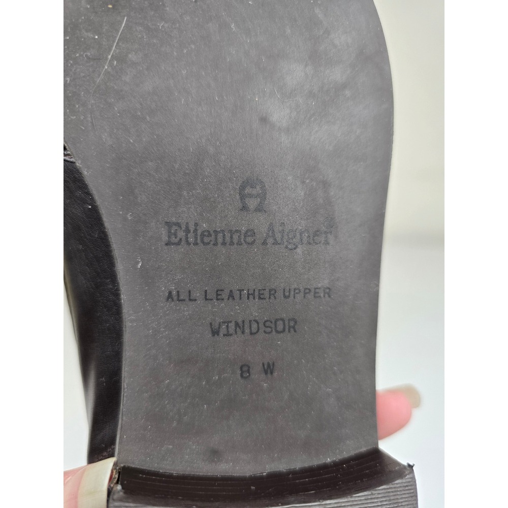 Etienne Aigner Kiltie Fringe Wingtip Brown Leather Penny Loafers Shoes 8.5 M - Picture 10 of 10